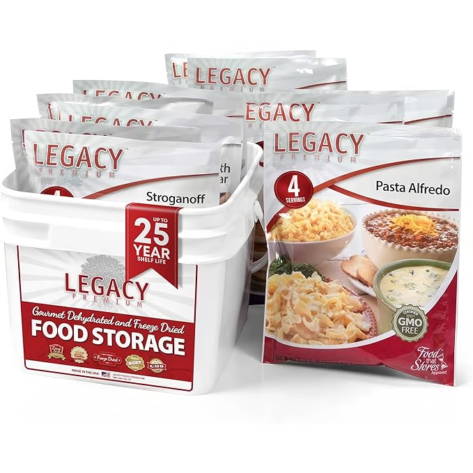 Legacy Food Storage 32 Serving Emergency Food Supply Bucket, 8 Entrees, 12,440 Total Calories