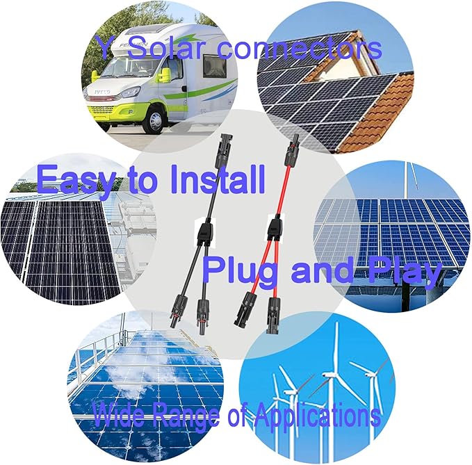 Y Solar Connector 1 to 2 Solar Y Branch Parallel Cable,Solar Male Female Connector Adapter,4 mm²