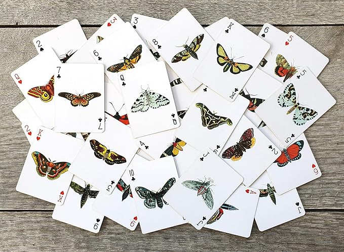 MYSTIC MOTH MENAGERIE Playing Cards (Poker Deck 54 Cards All Different) Rare Vintage Moth Species