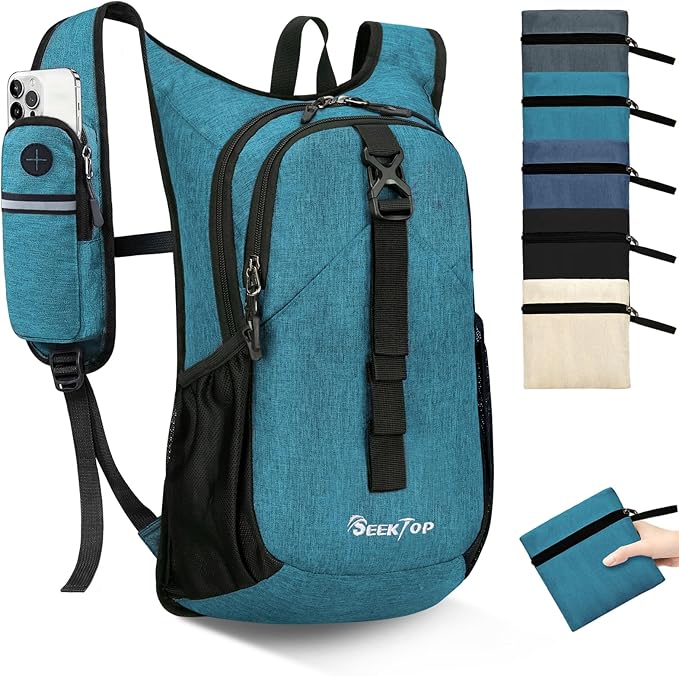 Seektop 15L Small Hiking Backpack for Women Men, Foldable Packable Backpack with Phone Pocket