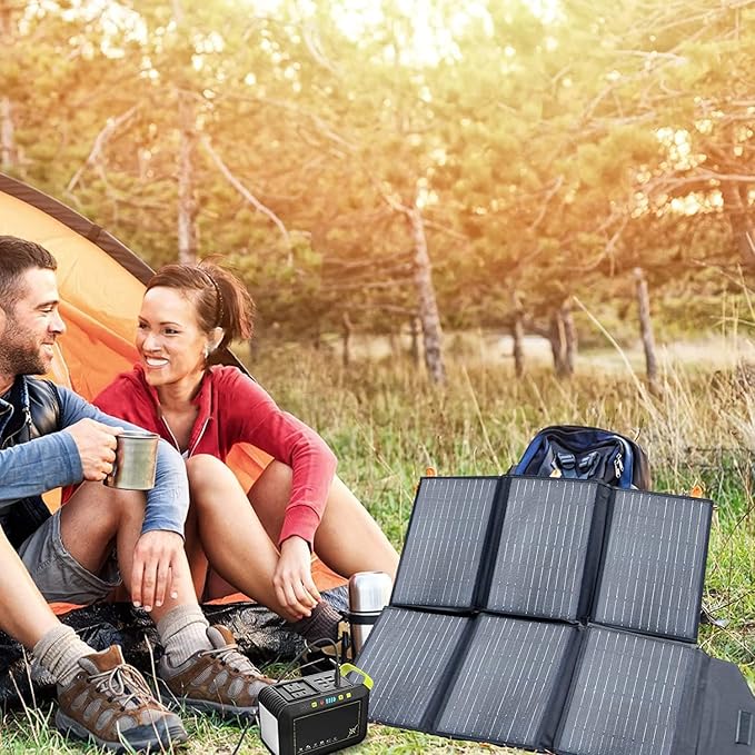 60W Portable Solar Panel for Power Station, 24% High Efficiency Foldable Solar Charger with QC3.0