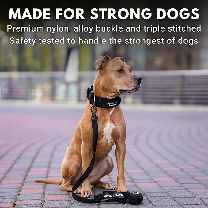 Spark Paws Tactical Dog Collar - Heavy Duty, Premium Quality, Thick and Durable for Large and