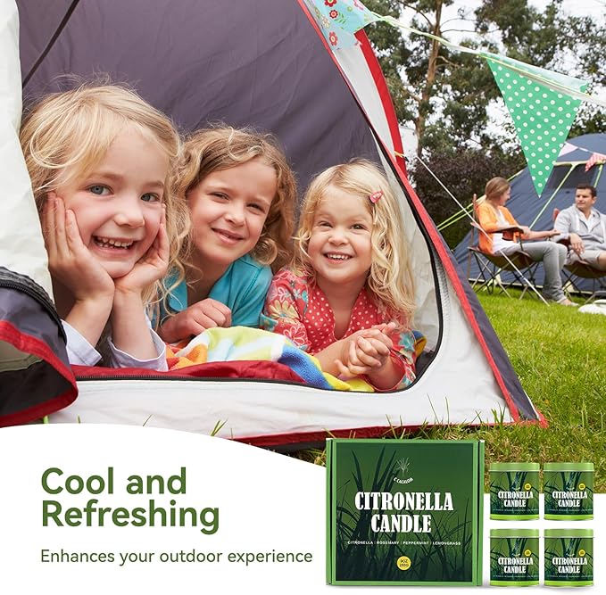 Citronella Candles Outdoor Set, 2 Pack Jar Candle for Patio Camping Backyard Picnic, Scented