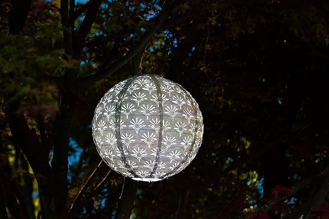 Allsop Soji Stella - Deco Globe - 12" Outdoor Solar Lantern -White