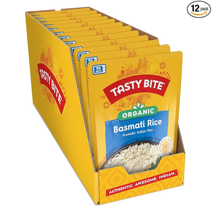 Tasty Bite Organic Basmati Rice, 8.8 Ounce, Pack of 12, Ready to Eat, Microwavable, Vegan