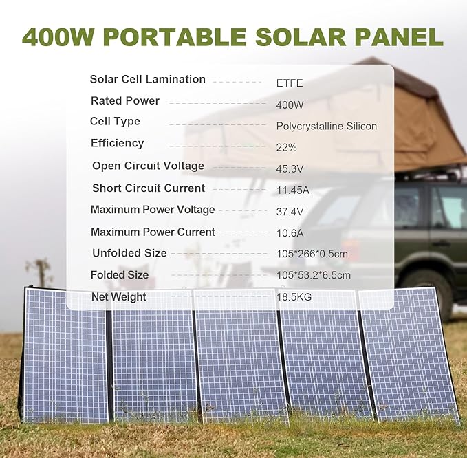 ALLPOWERS SP037 400W Portable Solar Panel, 23% Efficient IP66 Waterproof Foldable for RV Camping