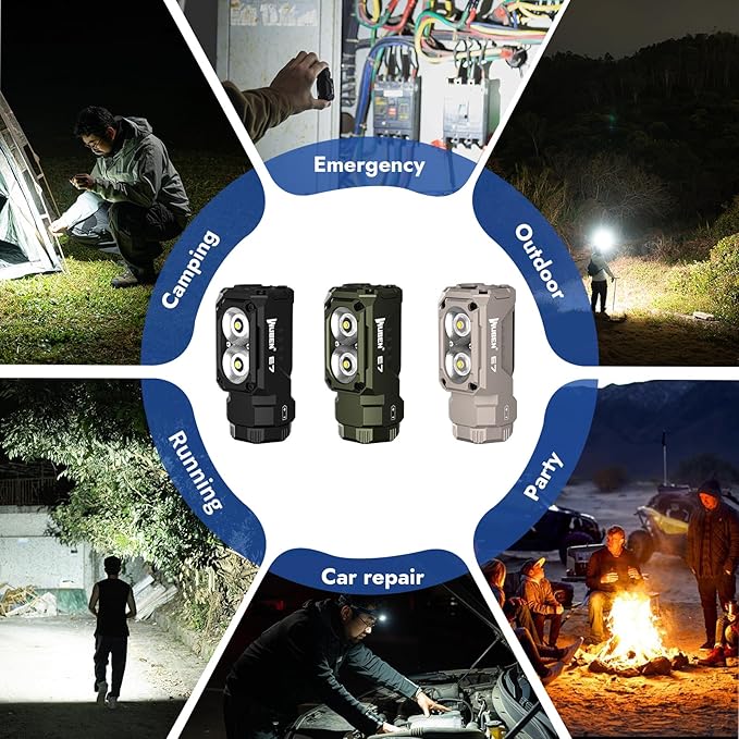 WUBEN E7 1800 Lumen Rechargeable Mini Flashlight with Magnet - Super Bright 6 Modes Khaki EDC