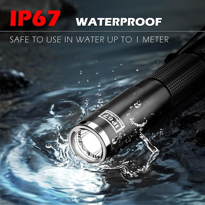 FORTO LED Pen Light, 200 Lumens Pocket Flashlight, IP67 Waterproof, 2 Modes, 2 Pack with AAA