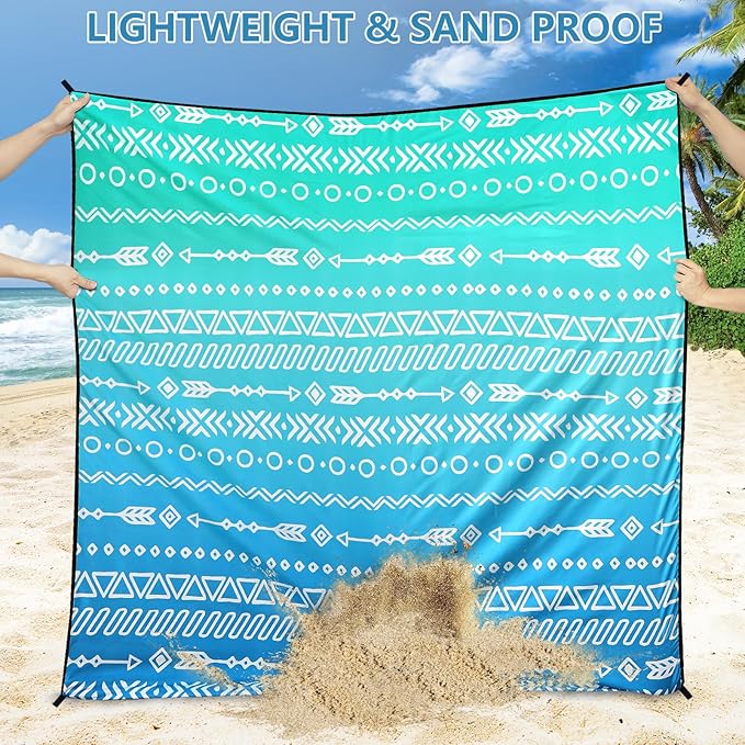Beach Blanket Waterproof Sandproof Beach Mat 79" X 83"/10'x9'for 2-8 Adults Quick Drying Outdoor