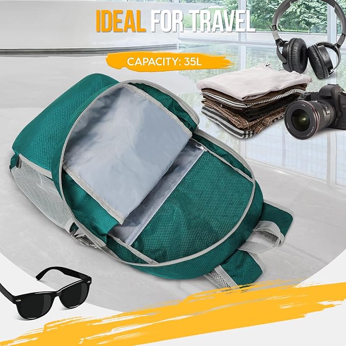ZOMAKE Lightweight Packable Backpack 35L, Light Foldable Backpacks Water Resistant Collapsible