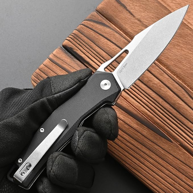 FF21 Folding Pocket Knife,VG10 Steel Blade G10 Handle Full Tang Knife for Outdoor Activities