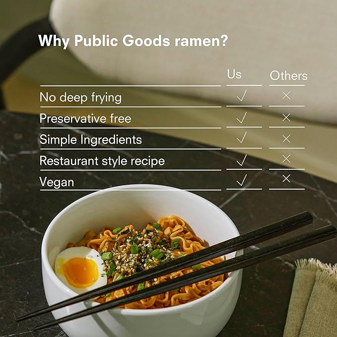 Public Goods Ramen Noodles | Brothless Vegan & Vegetarian Instant Ramen | Healthy, High Protein