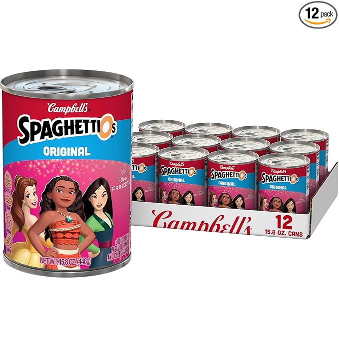 SpaghettiOs Original Disney Princess Shapes Canned Pasta, Healthy Snack for Kids and Adults, 15.8