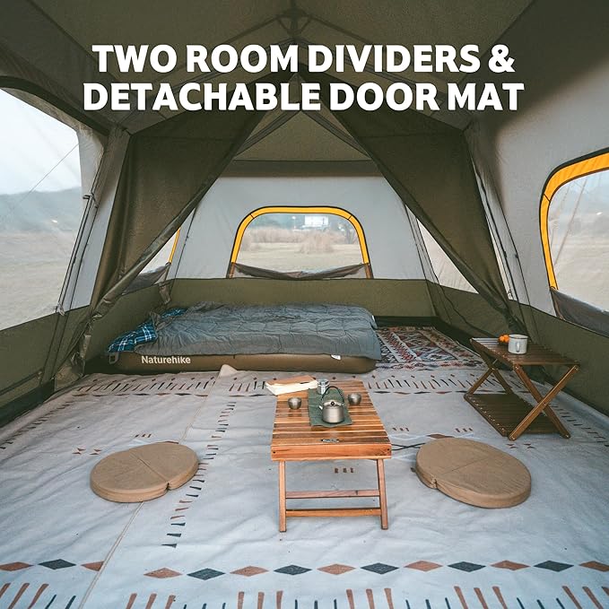 Naturehike Cape 4/6/8 Person Camping Tent, 60S Easy Setup Instant Tent Pop up Tent, Waterproof