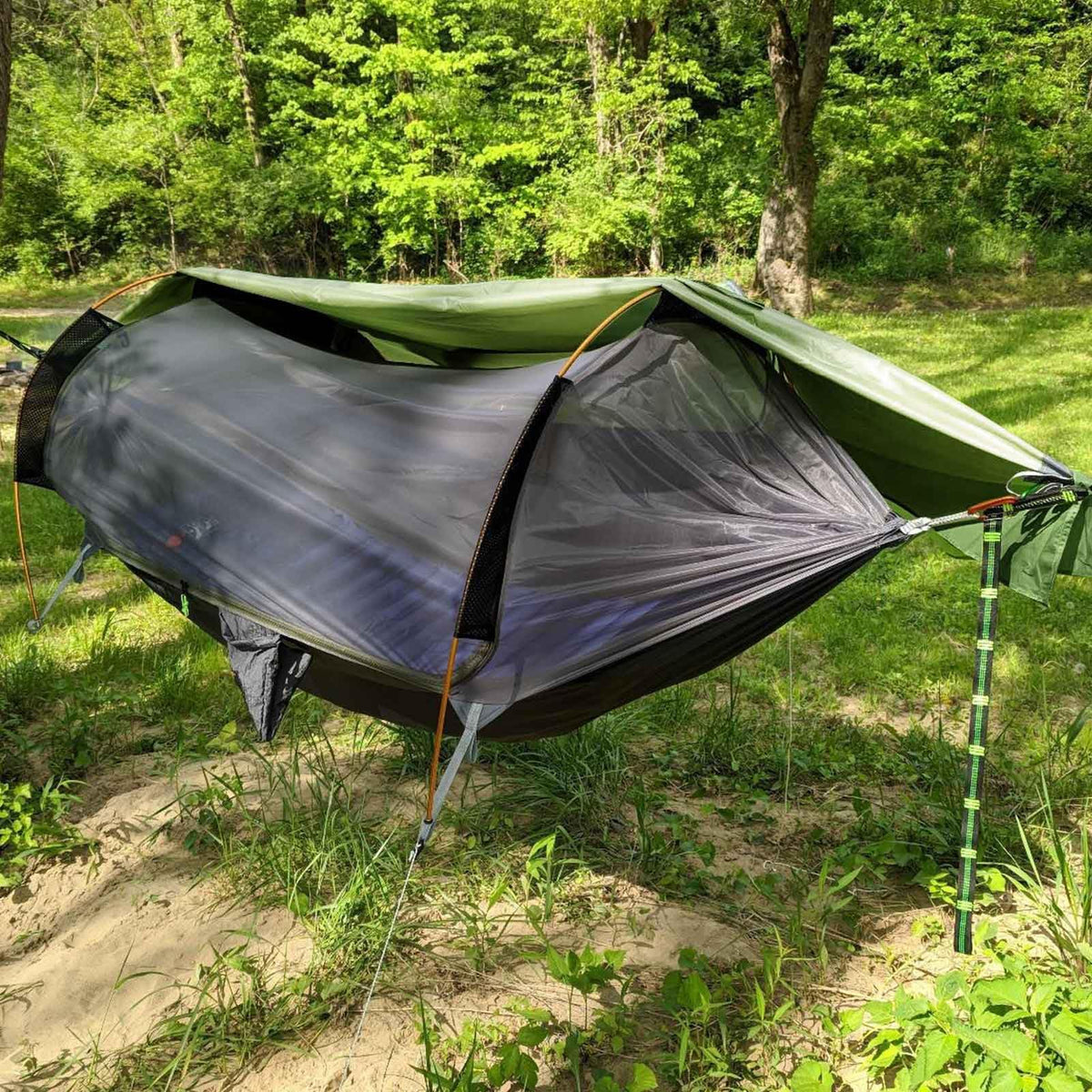 Rivenlo Camping Hammock Tent with Mosquito Net & RainFly, 3 in 1 Waterproof Portable Sleeping