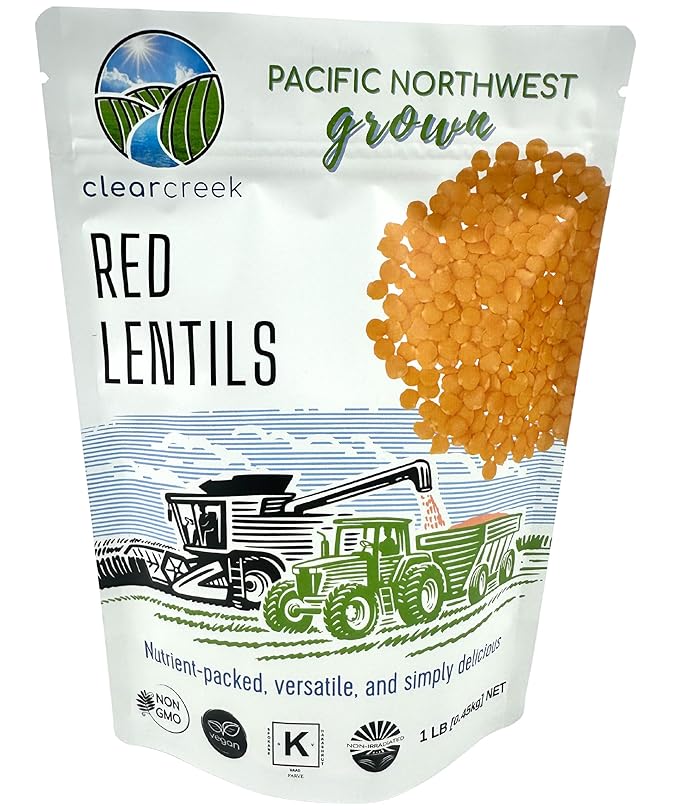 CLEAR CREEK Certified Glyphosate Residue Free Red Lentils | 1 LB | Non-GMO | Kosher | Vegan