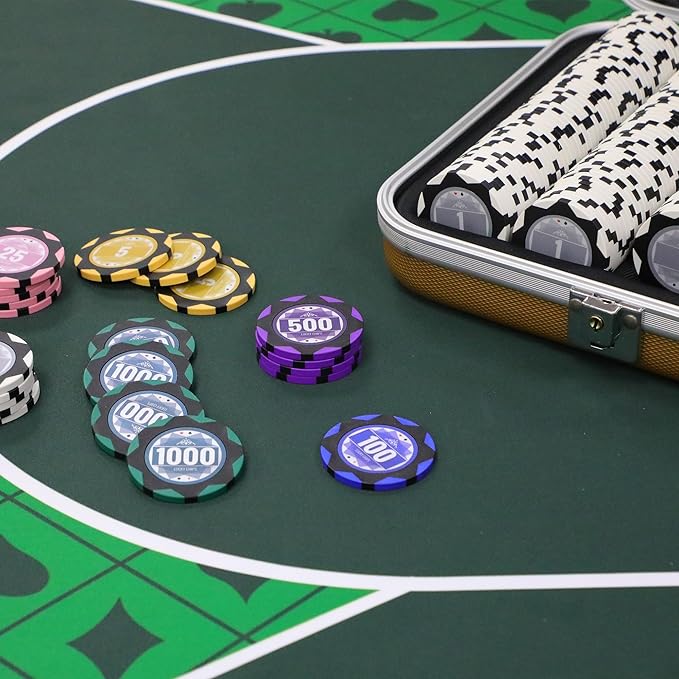 ORIENGEAR Poker Chip Set with Denominations 500 PCS with 14 Gram Numbered Clay Chips, Texas