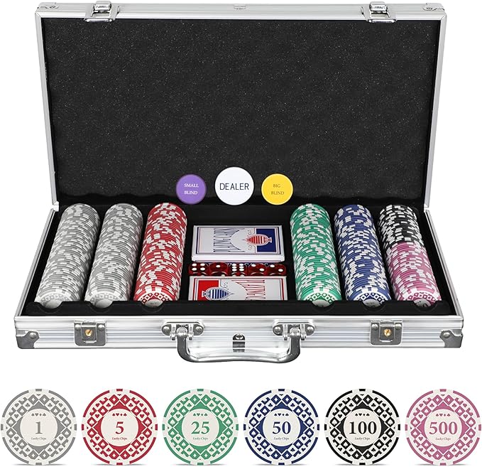 SHANTRA 300 PCS Poker Chips Poker Sets with Aluminum Case, Texas Hold?™Em Poker Set with 11.5 Gram