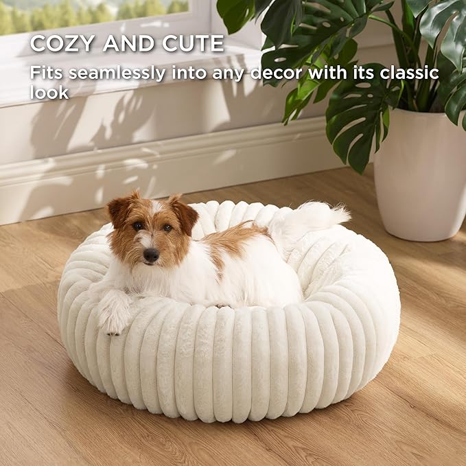 Bedsure Donut Small Dog Bed - Dog Beds for Small Dogs with Corduroy Fleece & Anti Slip Bottom