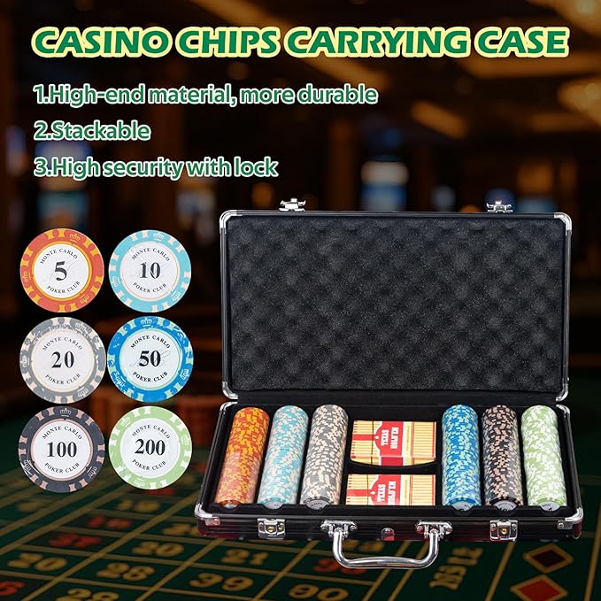 5 in 1 Super Pro Casino Game Set: Blackjack/Texas Hold'em/Roulette/Craps/Poker Kit, 10" Wooden
