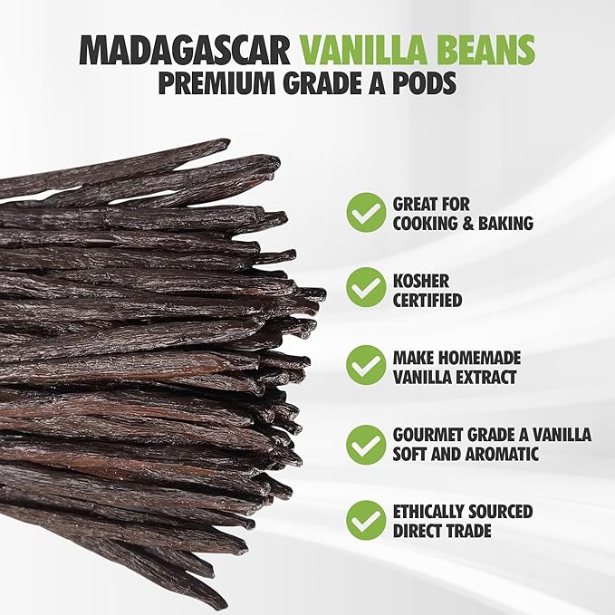20 Madagascar Organic Vanilla Beans Grade A. Certified USDA Organic. ~6" by FITNCLEAN VANILLA for