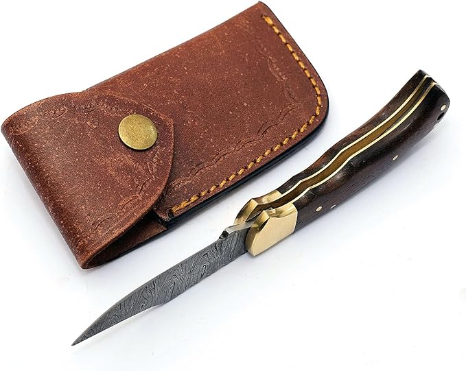 6.5" Handmade Damascus Steel Folding Hunting Knives For Men, Pocket Knife For Camping, Survival