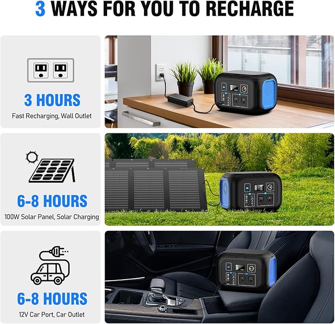 Portable Power Station 600W Power Bank 296Wh Solar Generator Lithium Battery Portable Generator