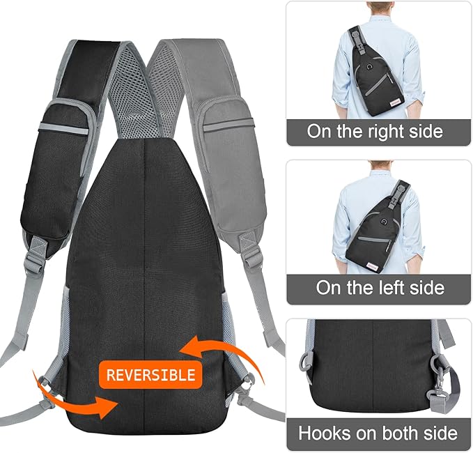 ZOMAKE Sling Bag,Small Crossbody Sling Backpack,Water Resistant Shoulder Daypack for Travel,Anti