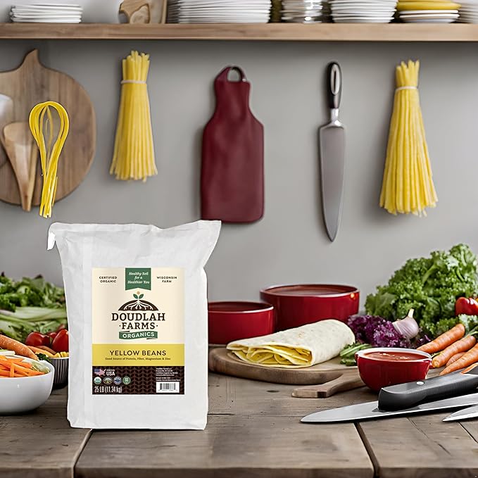 Organic Yellow Canary Beans 25 lb Bulk - Non-GMO, USDA Organic, Tested Clean Certified, Vegan