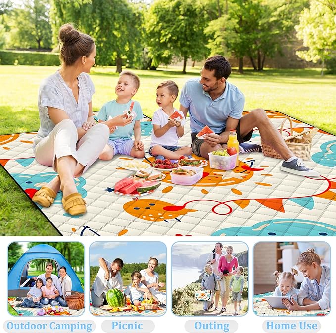 Poedist Extra Large Picnic Blanket Waterproof,80"x 80"Foldable Machine Washable Beach