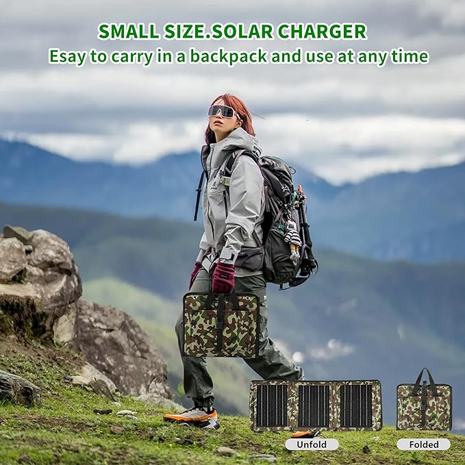 Upgraded Portable Solar Charger Foldable Solar Panels USB Ports 30W Solar Charger(5V/3A Max)