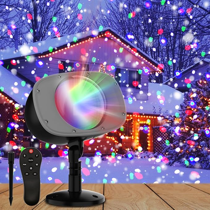 Christmas Snowfall Projector Lights Outdoor, Dynamic Snow Falling Lighting Effects Holiday