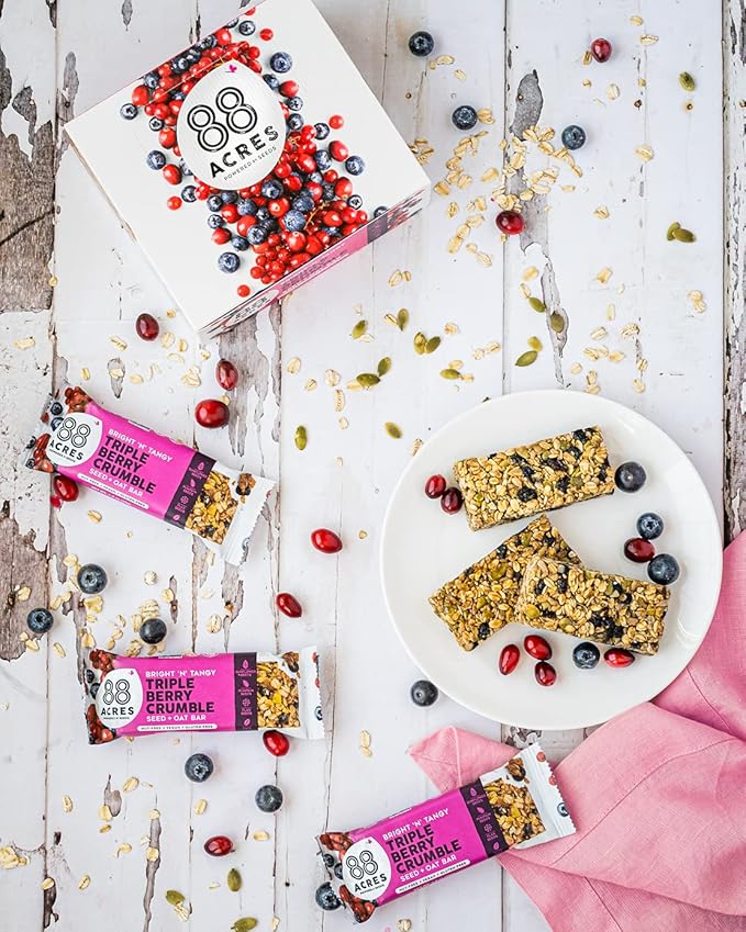 88 Acres Granola Bars | Triple Berry | Gluten Free, Nut-Free Oat and Seed Snack Bar | Vegan & Non