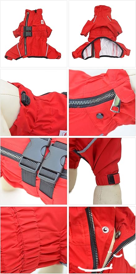 Dogs Waterproof Jacket, Lightweight Waterproof Jacket Reflective Safety Dog Raincoat Windproof