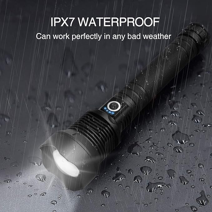 Rechargeable LED Flashlights High Lumens, 90,000 Lumens Super Bright Flashlight with 5 Modes &