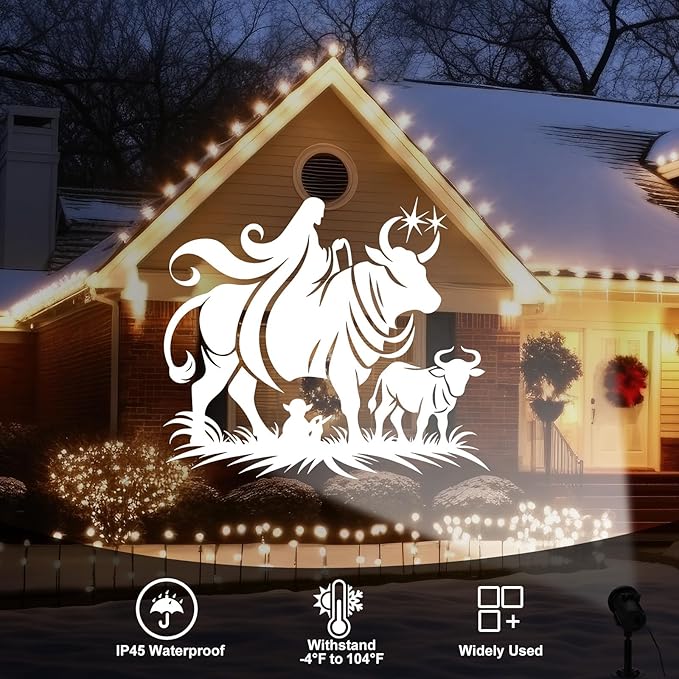 Christmas Nativity Scene Projector Lights, 2025 Upgrade 3D Dynamic Joy Jesus Christian Outdoor