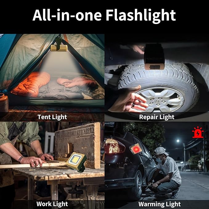 WARSUN Rechargeable LED Camping Lantern Mini Tripod Work Light 6 Modes, 1000 LM High Lumens