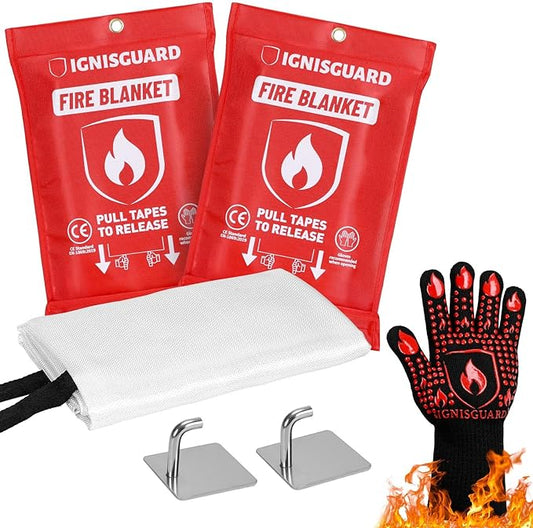 Emergency Fire Blanket for Home and Kitchen, 2-Pack 40"x40", Fiberglass Fire Blankets Emergency for