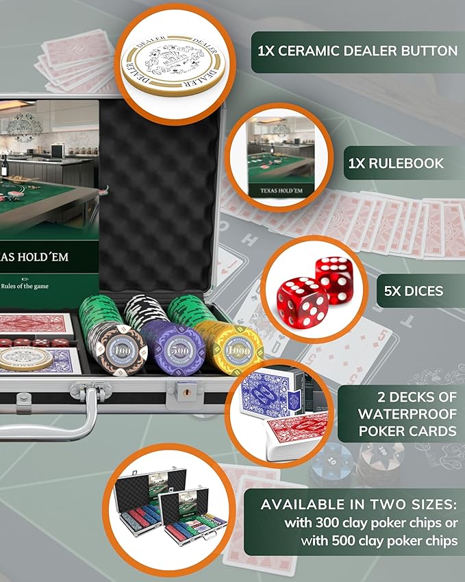 Bullets Poker Set ??Complete Chip Set with Case, Playing Cards, Dices, and Travel Case