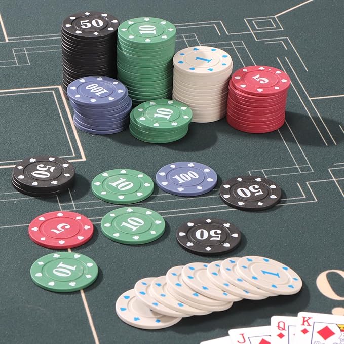 Denomination Plastic Poker Chips Set with 2 Decks,Bulk Playing Cards Chips Texas Hold?™em Blackjack