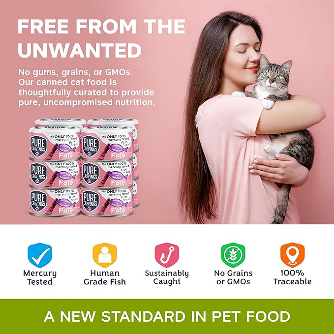 Pure Cravings Salmon and Sardine Pate, Canned Wet Cat Food, 100% Mercury-Tested, Moist Can Fish