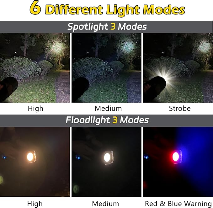Solar Handheld Flashlight Rechargeable Multi Function High Bright 17000 Lumen 6 Modes LED
