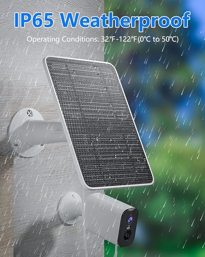 Solar Panel for Security Camera, 5W USB Solar Panel for DC 5V Security Camera, Micro USB & USB-C
