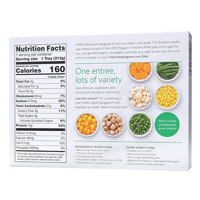 HMR Entrees Meals 6-Pack Vegetable Stew with Beef | Low Calorie Microwave Meals for Weight Loss |