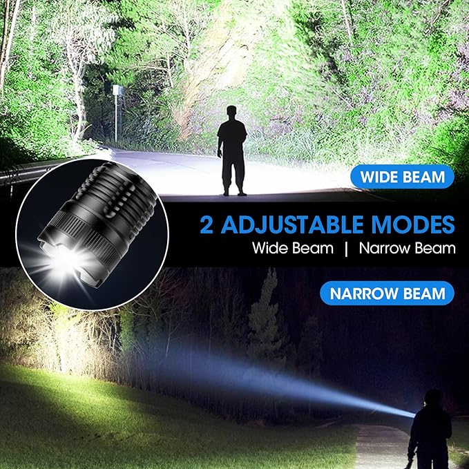 3 Pack Rechargeable Flashlight High Lumens - 99,000LM Super Bright LED Flash Light for Home with 5