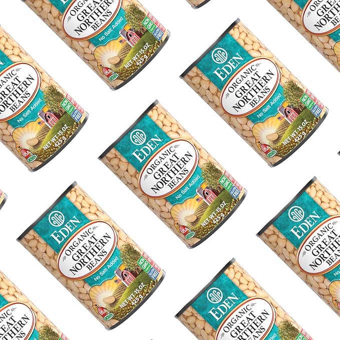Eden Organic Great Northern Beans (White Beans), 15 oz Can (12-Pack Case), No Salt Added, Non-GMO