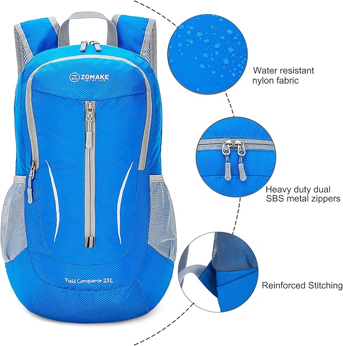 ZOMAKE Ultra Lightweight Packable Backpack 25L, Foldable Hiking Backpacks Water Resistant Small