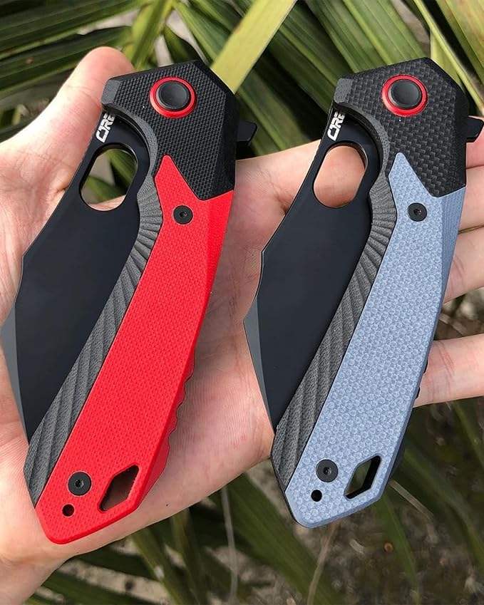 CJRB Folding Pocket Knife Caldera (J1923) AR-RPM9 Powder Steel Red G10 Handle for Men EDC Camping