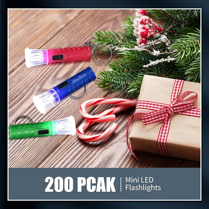 Jexine 100 Pcs Mini Flashlight Keychain Bulk Assorted Colors Torch Keyring Flashlights LED Small