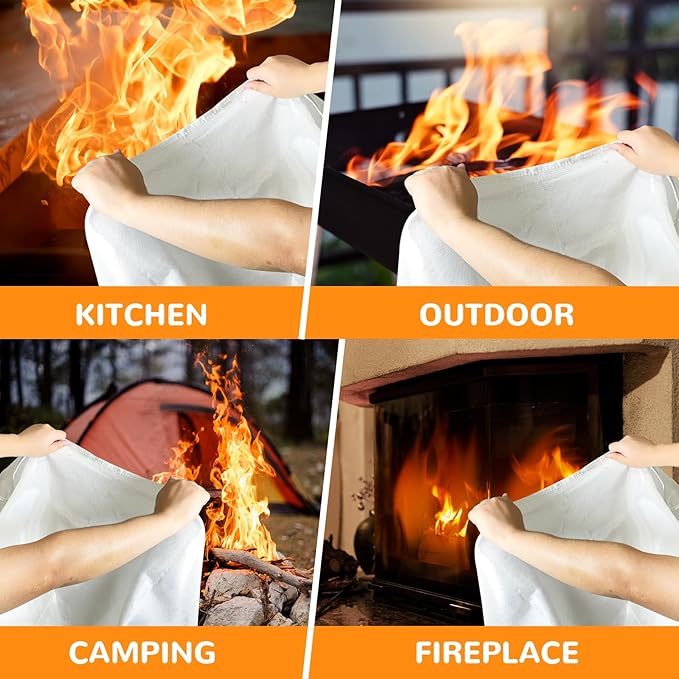 TYLIN Emergency Fire Blanket for Home & Kitchen 40??x 40??- 4 Pack, High Heat Resistant Fire